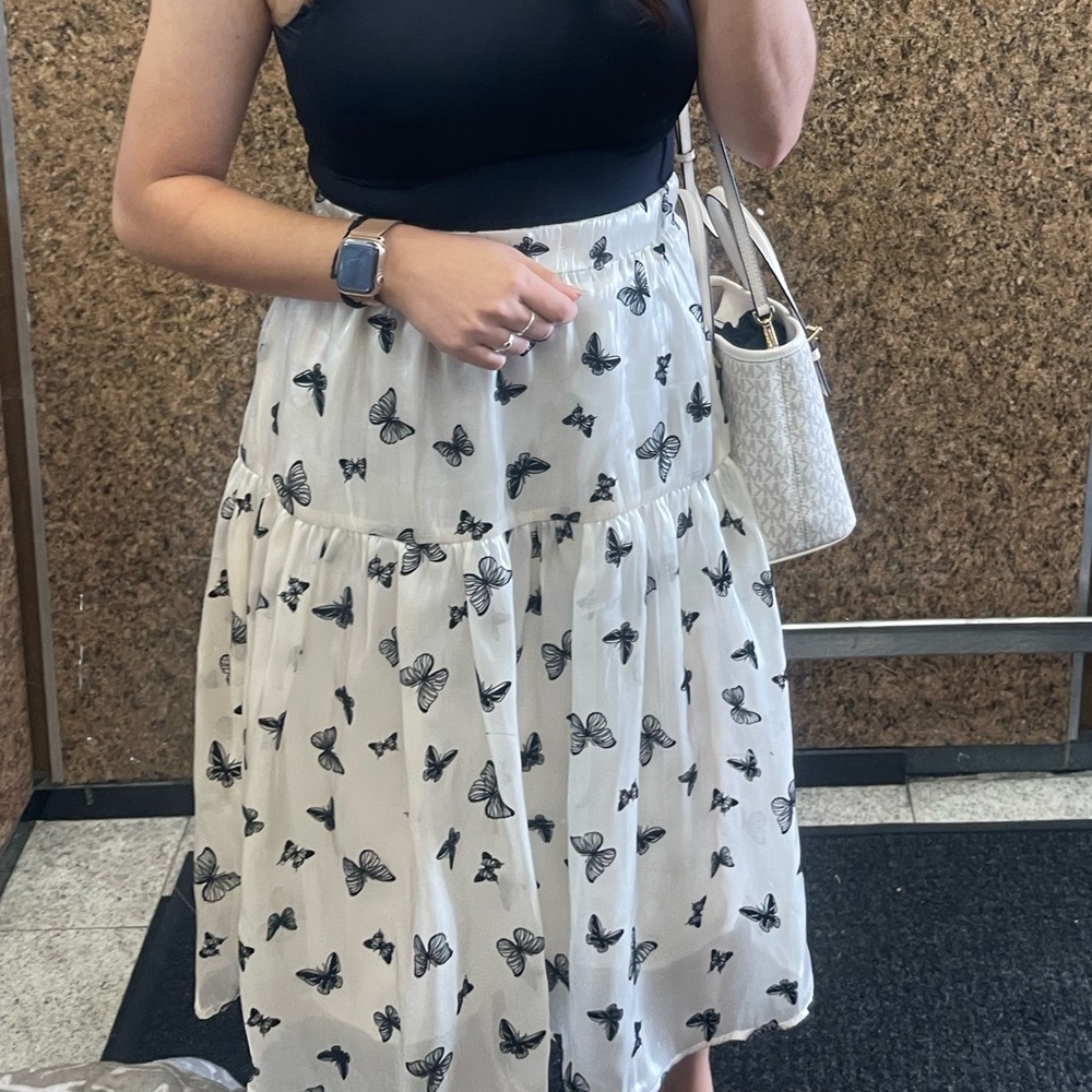 Elegant Butterfly Print A-Line Skirt